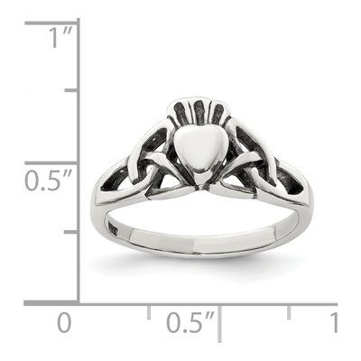 Sterling Silver Antiqued Claddagh Ring – view 4