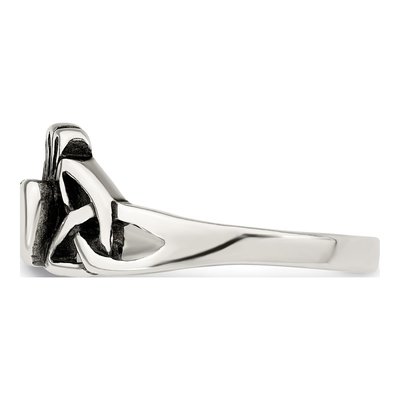 Sterling Silver Antiqued Claddagh Ring – view 5