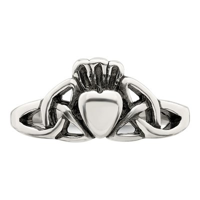 Sterling Silver Antiqued Claddagh Ring – view 6