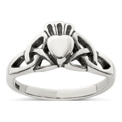 Sterling Silver Antiqued Claddagh Ring