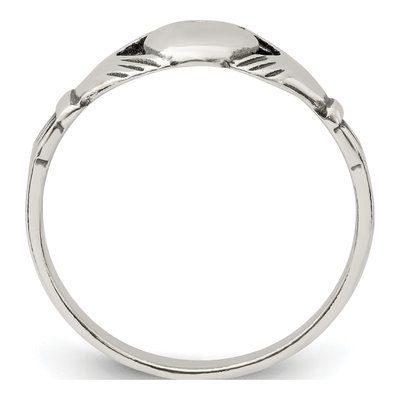 Sterling Silver Antiqued Claddagh Ring – view 3