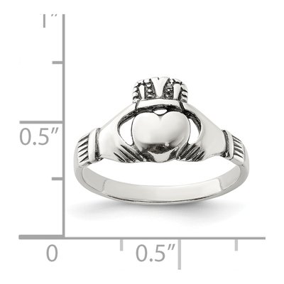 Sterling Silver Antiqued Claddagh Ring – view 4