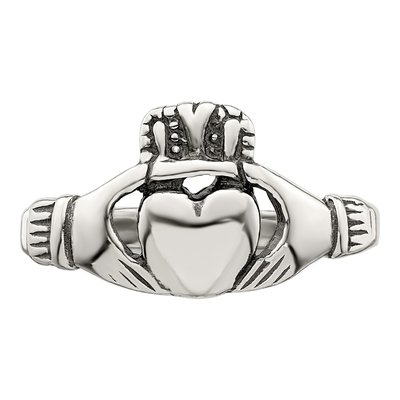 Sterling Silver Antiqued Claddagh Ring – view 6