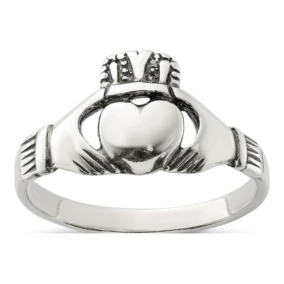 Sterling Silver Antiqued Claddagh Ring