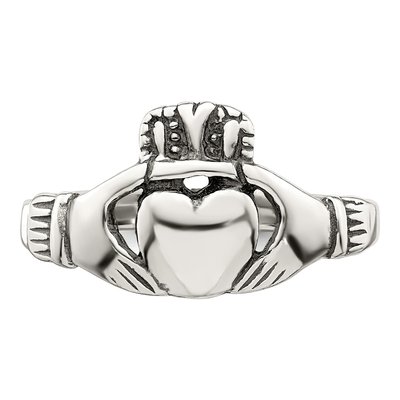 Sterling Silver Antiqued Claddagh Ring – view 6