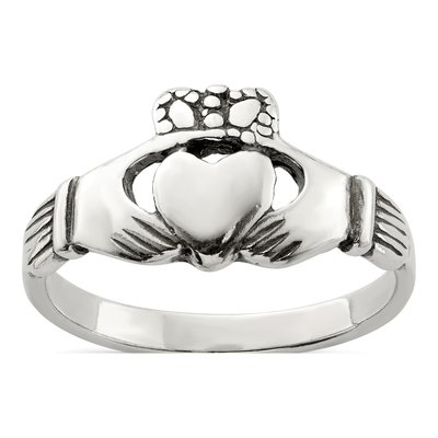 Sterling Silver Antiqued Claddagh Ring