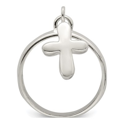 Sterling Silver Cross Dangle Ring – view 3