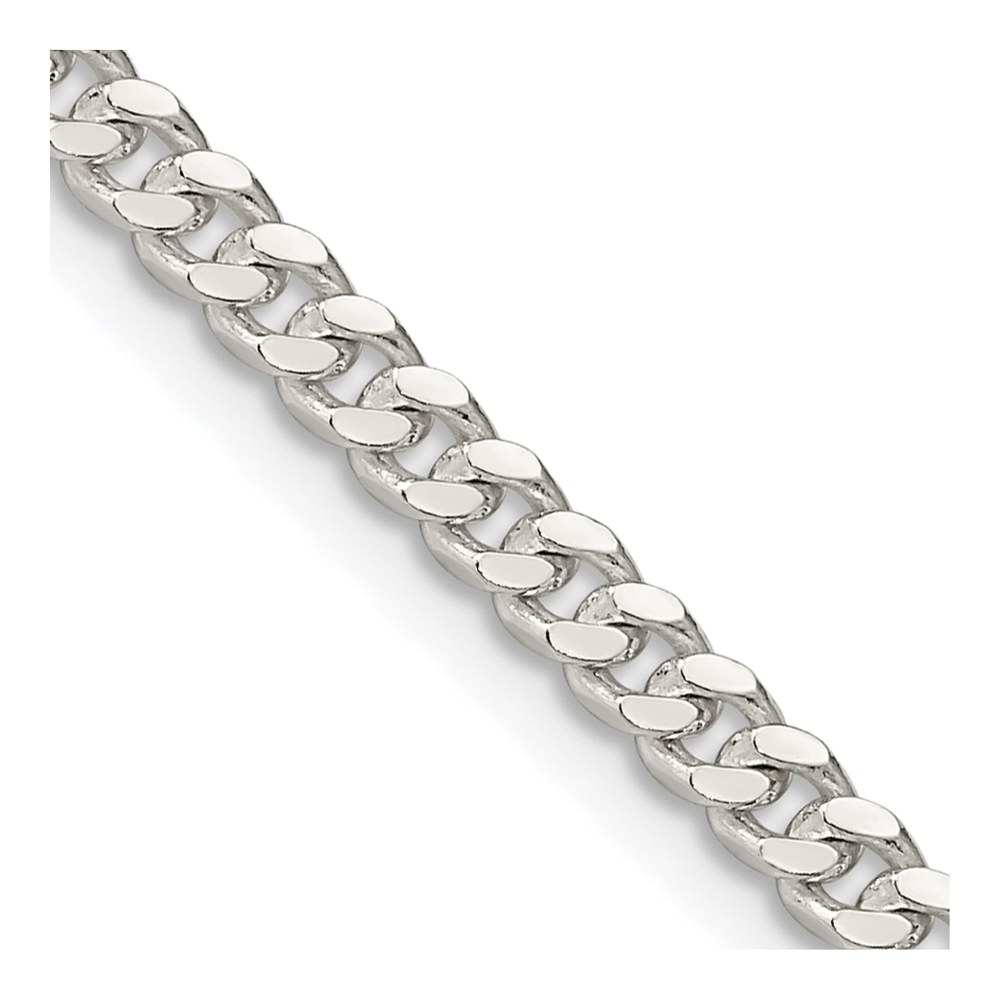 Sterling Silver 3.25mm Diamond-Cut Domed Curb Chain