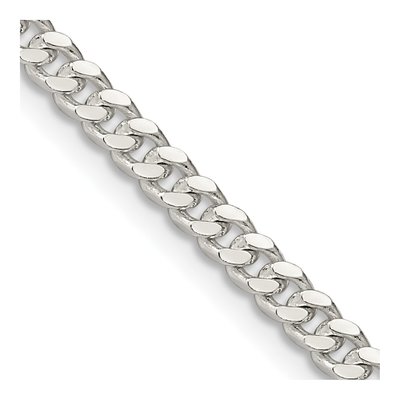 Sterling Silver 3.25mm Diamond-Cut Domed Curb Chain