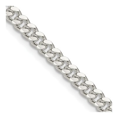Sterling Silver 4mm Diamond-Cut Domed Curb Chain