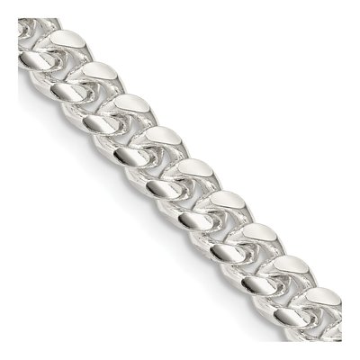 Sterling Silver 5mm Diamond-Cut Domed Curb Chain