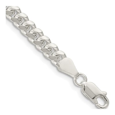 Sterling Silver 5mm Diamond-Cut Domed Curb Chain Bracelet