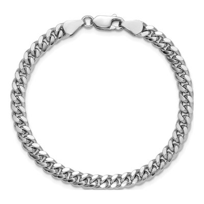 Sterling Silver 5mm Diamond-Cut Domed Curb Chain Bracelet – view 4