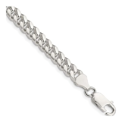 Sterling Silver 6mm Diamond-Cut Domed Curb Chain Bracelet