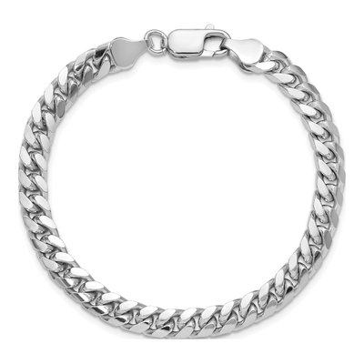 Sterling Silver 6mm Diamond-Cut Domed Curb Chain Bracelet – view 4