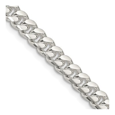 Sterling Silver 7mm Diamond-Cut Domed Curb Chain