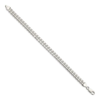 Sterling Silver 7mm Diamond-Cut Domed Curb Chain Bracelet – view 2