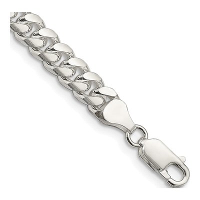 Sterling Silver 7mm Diamond-Cut Domed Curb Chain Bracelet