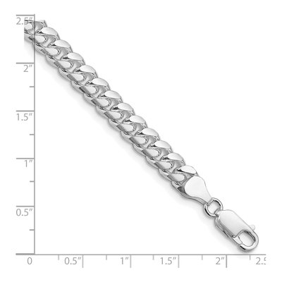Sterling Silver 7mm Diamond-Cut Domed Curb Chain Bracelet – view 3