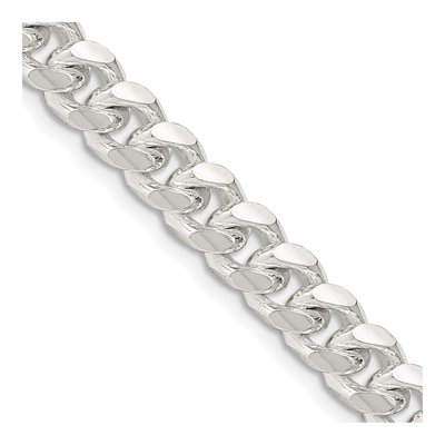 Sterling Silver 7.35mm Diamond-Cut Domed Curb Chain
