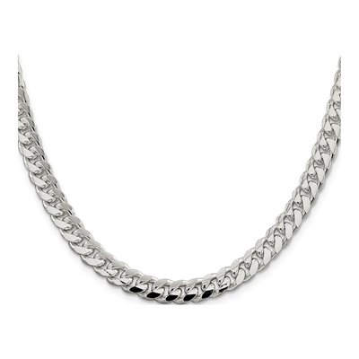 Sterling Silver 7.35mm Diamond-Cut Domed Curb Chain – view 2