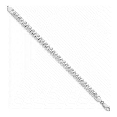 Sterling Silver 7.35mm Diamond-Cut Domed Curb Chain Bracelet – view 2