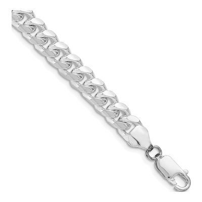Sterling Silver 7.35mm Diamond-Cut Domed Curb Chain Bracelet