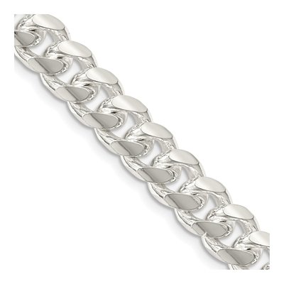 Sterling Silver 8.5mm Diamond-Cut Domed Curb Chain