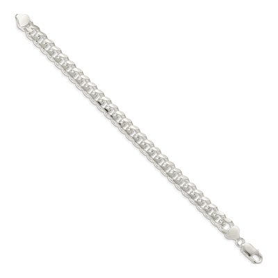 Sterling Silver 8.5mm Diamond-Cut Domed Curb Chain Bracelet – view 2