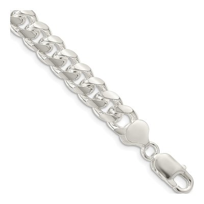Sterling Silver 8.5mm Diamond-Cut Domed Curb Chain Bracelet