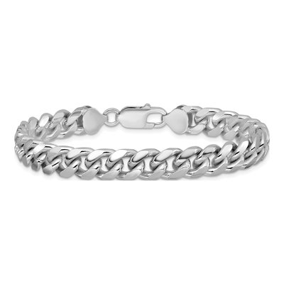 Sterling Silver 8.5mm Diamond-Cut Domed Curb Chain Bracelet – view 3