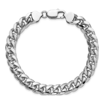 Sterling Silver 8.5mm Diamond-Cut Domed Curb Chain Bracelet – view 5