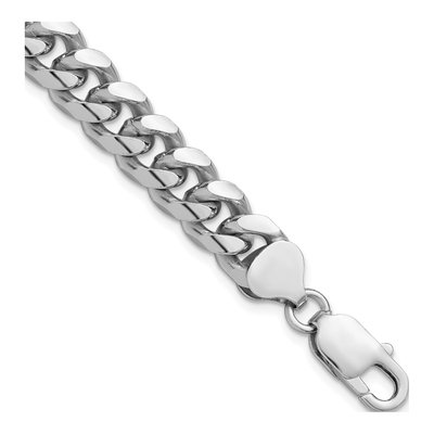 Sterling Silver 8.5mm Diamond-Cut Domed Curb Chain Bracelet