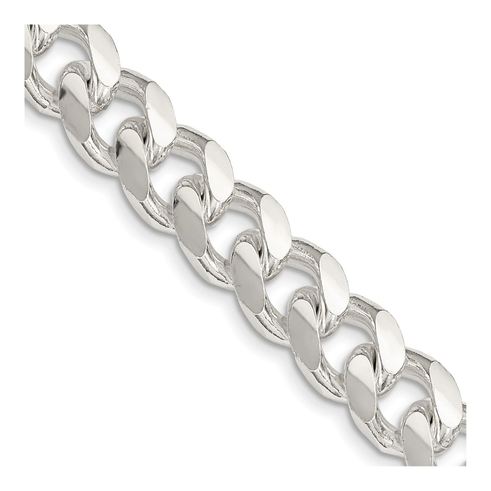 Sterling Silver 10.5mm Diamond-Cut Domed Curb Chain