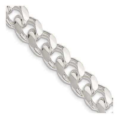 Sterling Silver 10.5mm Diamond-Cut Domed Curb Chain