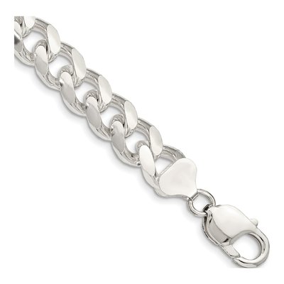 Sterling Silver 10.5mm Diamond-Cut Domed Curb Chain Bracelet