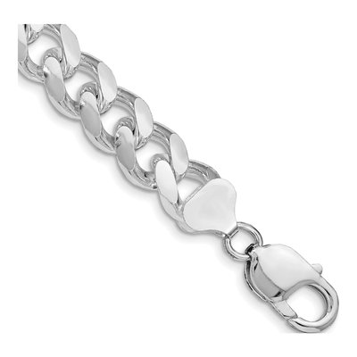 Sterling Silver 10.5mm Diamond-Cut Domed Curb Chain Bracelet