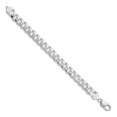 Sterling Silver 10.5mm Diamond-Cut Domed Curb Chain Bracelet – view 2