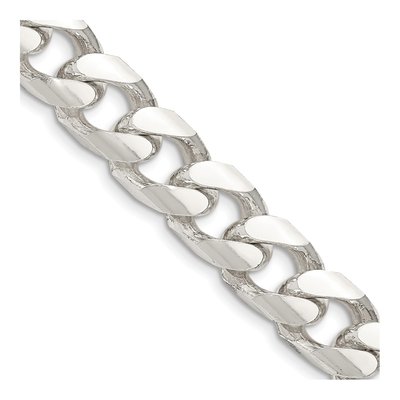 Sterling Silver 11mm Diamond-Cut Domed Curb Chain