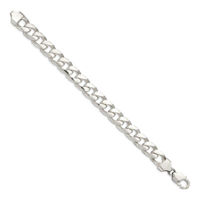 Sterling Silver 11mm Diamond-Cut Domed Curb Chain Bracelet – view 2