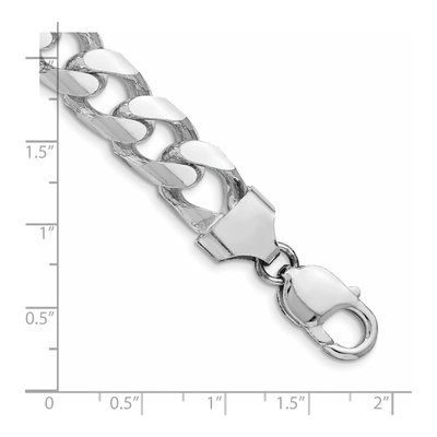 Sterling Silver 11mm Diamond-Cut Domed Curb Chain Bracelet – view 3