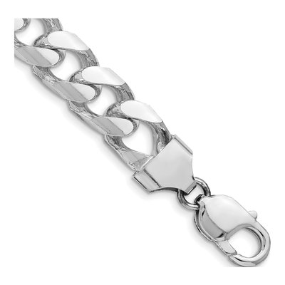 Sterling Silver 11mm Diamond-Cut Domed Curb Chain Bracelet