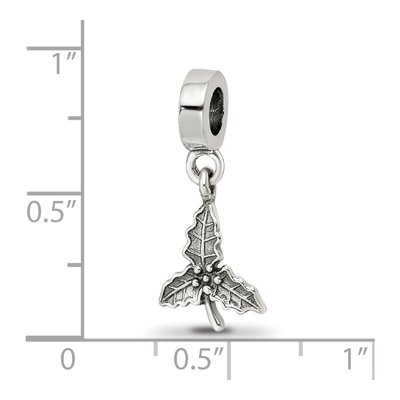Sterling Silver Holly Leaf Dangle Bead – view 6
