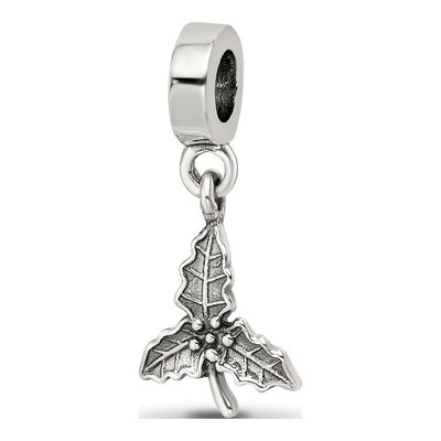 Sterling Silver Holly Leaf Dangle Bead