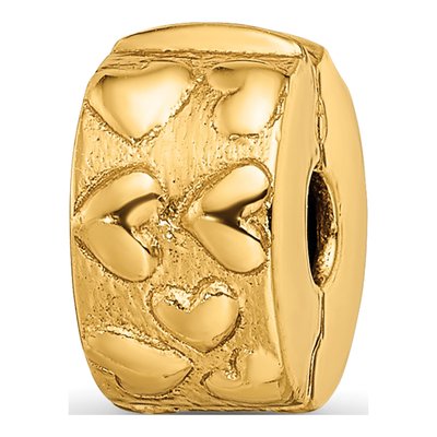 Gold-Plated Sterling Silver Hinged Hearts Clip Bead