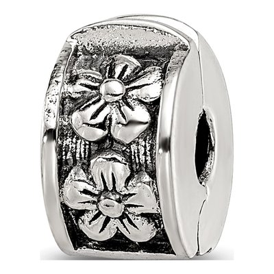 Sterling Silver Floral Hinged Clip Bead