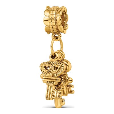 Gold-Plated Sterling Silver Three Keys Dangle Bead – view 7