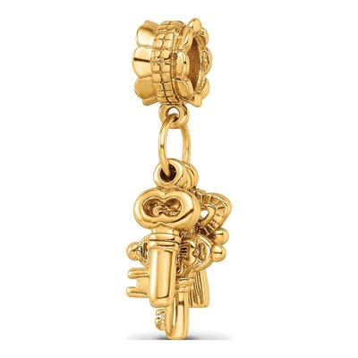 Gold-Plated Sterling Silver Three Keys Dangle Bead