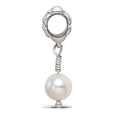 Sterling Silver Pink Freshwater Cultured Pearl Dangle Bead – view 4