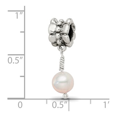 Sterling Silver Pink Freshwater Cultured Pearl Dangle Bead – view 5